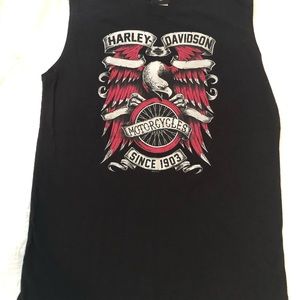 HARLEY DAVIDSON Men's Black SLEEVELESS T-shirt- GUC